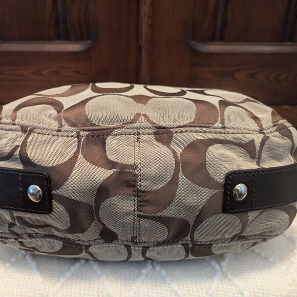 COACH SIGNATURE C ZOE BROWN LEATHER & JACQUARD Y2K HOBO F14709 SHOULDER HANDBAG - Picture 7 of 14